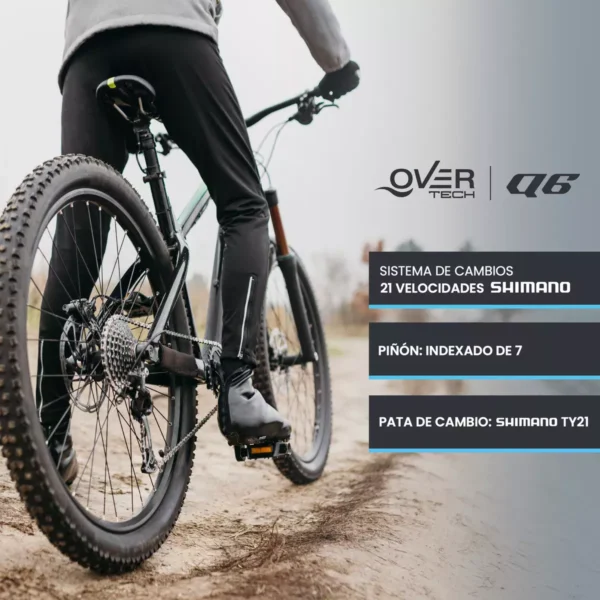 Bicicleta MTB Overtech Q6 R29 Shimano 21V – Aluminio, Suspensión Delantera y Frenos a Disco - Image 3